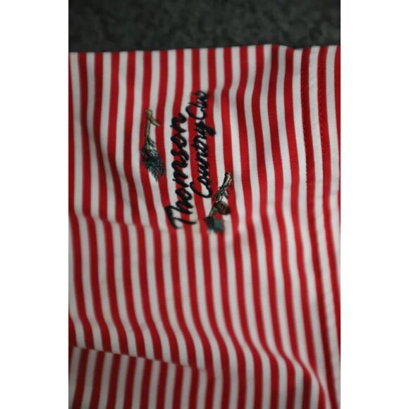 FootJoy Golf Polo Shirt Men M Red/White Striped Thomson Country Club Embroidered - Picture 4 of 9